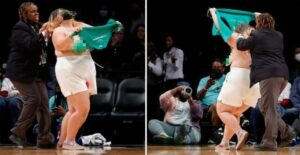 Pro-choice activists march TOPLESS at Minnesota Lynx vs New York Liberty game