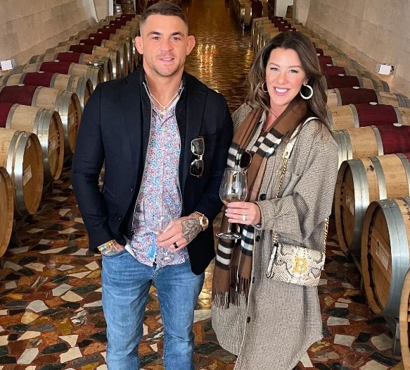 Dustin Poirier with his wife