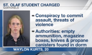 Minnesota college student charged over a cache of ammo and knives in the dorm